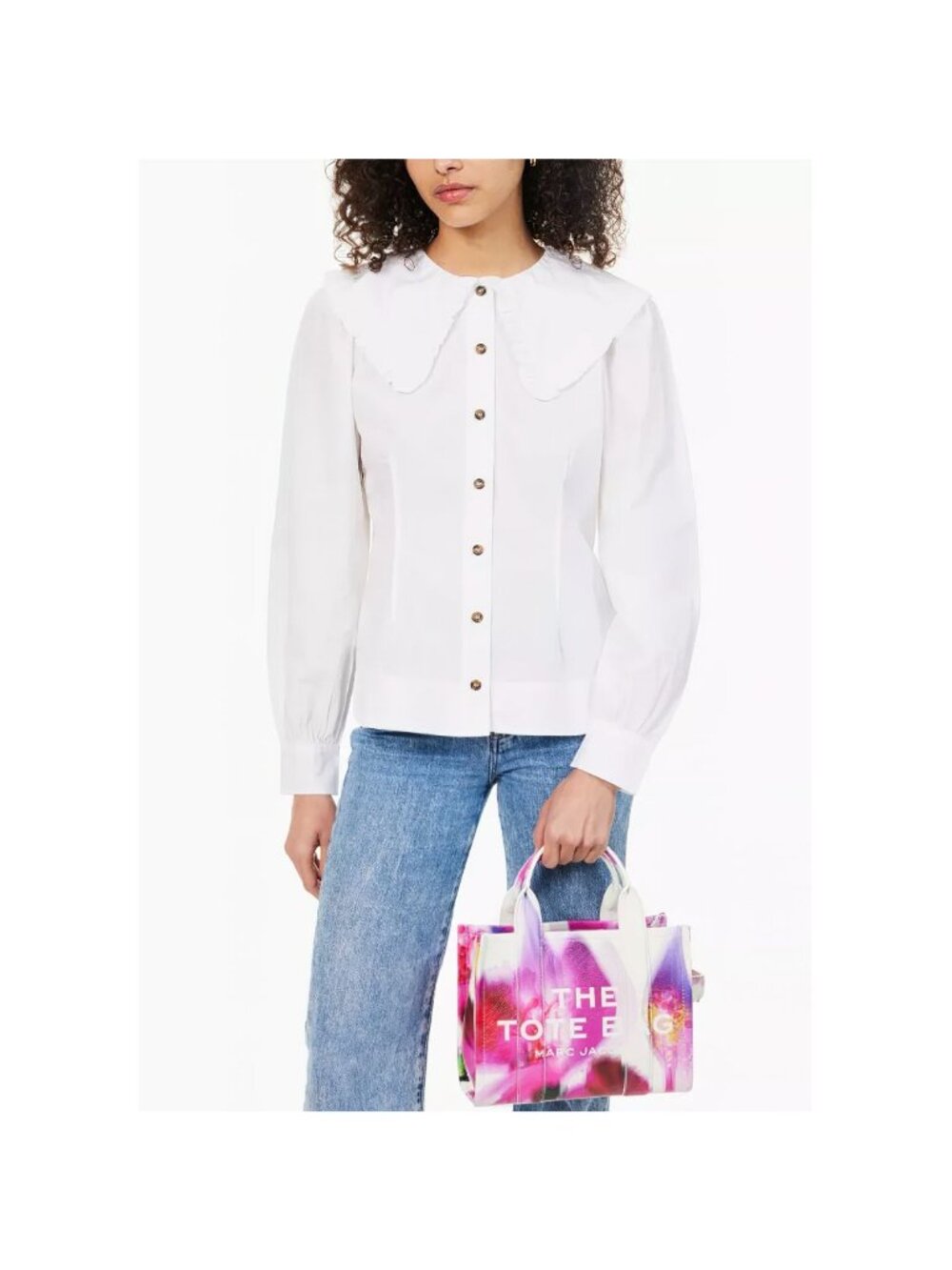 Marc Jacobs Future Floral Small Leather Tote Bag White Multi - Picture 3 of 16